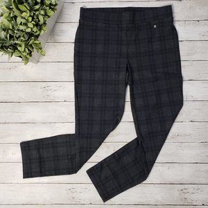 JONES NEW YORK Soft Plaid Black Pull-On Trousers / Leggings LARGE